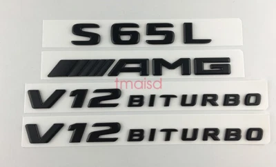 Pegatina insignia emblema maletero S65L AMG V12 BITURBO para Mercedes Benz negro mate Foto 1 de 4