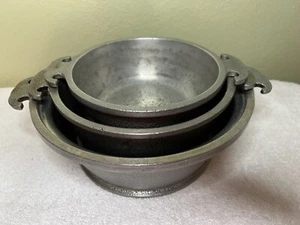 Lot Set of 3 Vintage Guardian Service Cookware Cast Hammered Aluminum Round Pots - Picture 1 of 9