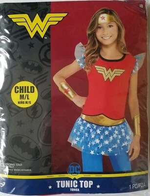 Wonder Woman New in Package DC Tunic Top Costume Child Size M/L up to Size 14 - Image 1 of 4