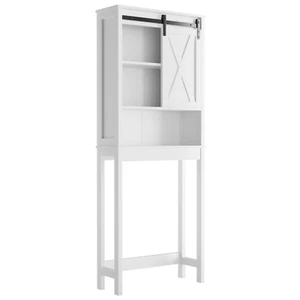 Over the Toilet Storage Organizer Cabinet with Adjust Shelves and Sliding Door - Picture 1 of 7