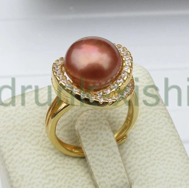 Anillo Perla Chocolate Mar del Sur Perfecto Delicado 11-10mm Tamaño Ajustable Foto 1 de 4