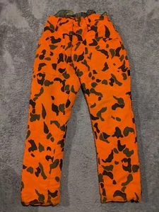 Cabelas Camo Pants Mens Large Vintage Reversible Orange Woodland Hunting Lined - Picture 1 of 22