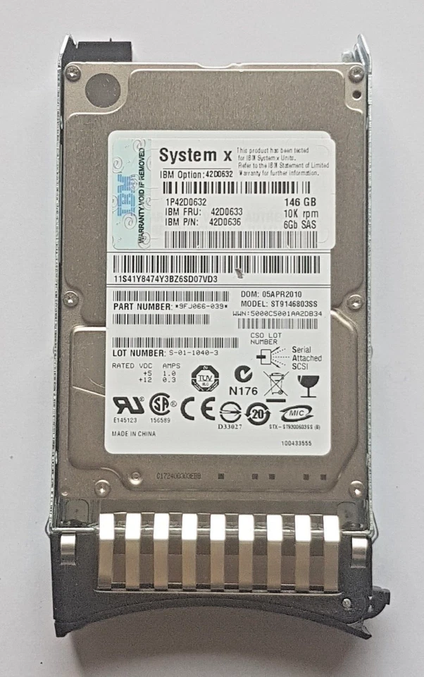 146 GB SAS IBM 42D0632 ST9146803SS 10K RPM 64MB HDD 2.5 " Hard Drive+Caddy - Image 1 of 1
