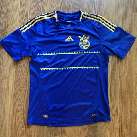 Adidas FC Ukraine Shirt Jersey Away Blue Yellow 2011 Europe Large *Small Flaw* Cover