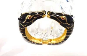 KENNETH JAY LANE, VINTAGE, BLACK ENAMEL HORSE HEAD BRACELET - Picture 1 of 6