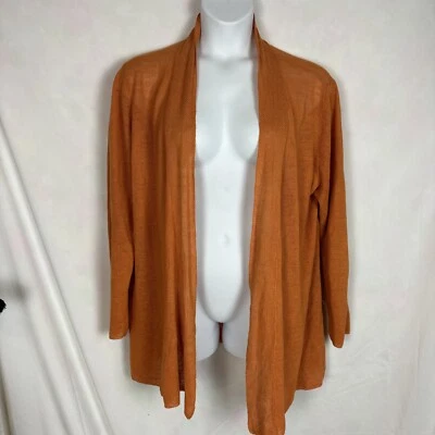 Eileen Fisher Woman 1X Sweater Cardigan Jacket Orange Plus Rust Breathable - Image 1 of 4