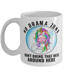 Taza Divertida Regalo UNICORNIO, SIN ZONA DRAMA, Linda Taza Unicornio, Divertida Taza de Café - Imagen 1 de 2