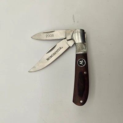 Navaja de Bolsillo Plegable Winchester 2008 Dos Hojas Mango de Madera Herramienta EDC De Colección Foto 1 de 4