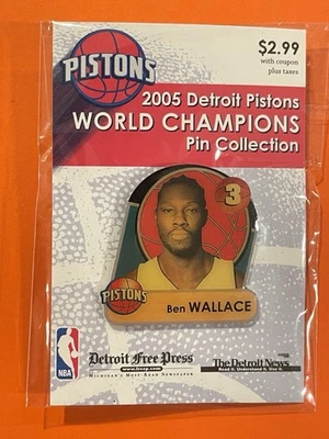 Prendedor Ben Wallace 2005 Detroit Pistons Campeones del Mundo Pin Colección NBA Foto 1 de 2