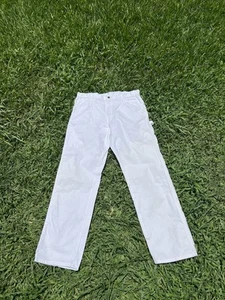Dickies Carpenter Painter Workwear Pants White 34x31 Utility Pocket Distressed - Picture 1 of 8