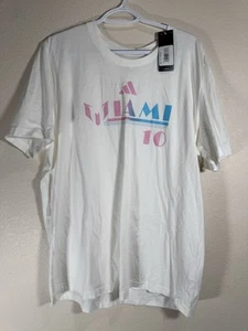 Lionel Messi Inter Miami Adidas White Tee Shirt Men's XL - Picture 1 of 3