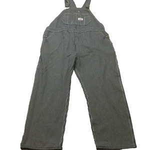 Round House Overalls Mens 46X30  Blue White Striped Made in USA Workwear Bibs - Picture 1 of 12