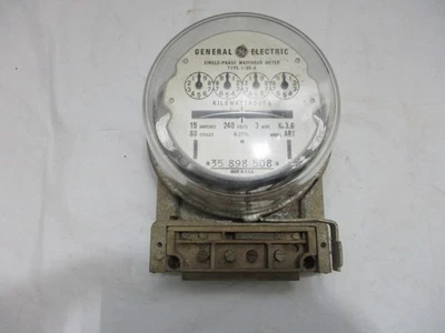 Vintage General Electric Power Meter Model 1-55-A  15 AMP 240 Volt Parts Only - Image 1 of 4