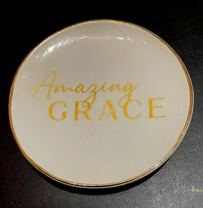 AMAZING GRACE  4" Saucer By Joyce Meyer Ministries WHITE / GOLD PRINTING & TRIM - Picture 1 of 4