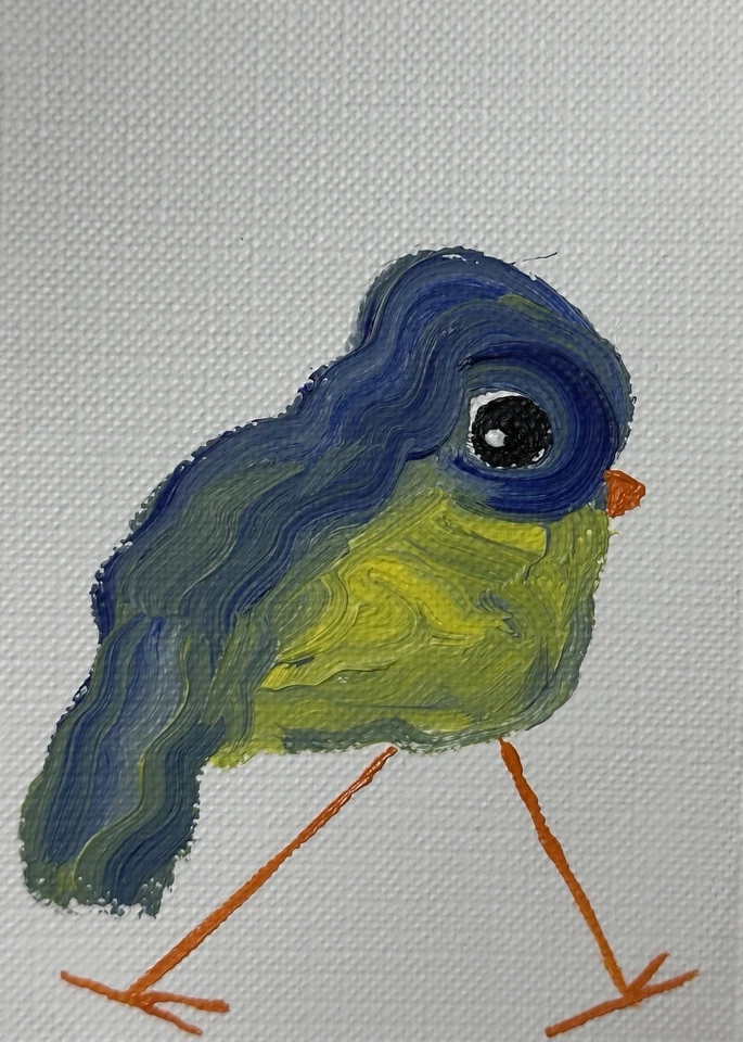 Pintura Original ACEO, Arte al Óleo Impresionismo Pájaro, Plaxe Emmer, Animal Abstracto Foto 1 de 1