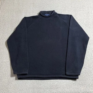 J Crew Sweater Mens Extra Large Blue Roll Neck Vintage Knit Heavy Fisherman - Picture 1 of 13