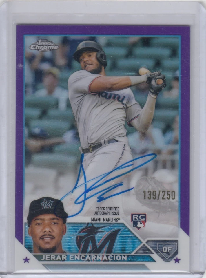 2023 Jerar Encarnacion Topps Chrome ROOKIE AUTO PURPLE REFRACTOR /250 - JE Miami - Image 1 of 1