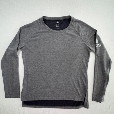 Adidas Camisa Mujer Grande Gris Climalite Manga Larga Cuello Redondo Pullover Atlético Foto 1 de 4