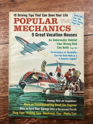 Vintage Popular Mechanics Magazine April 1971 ~ Vacation Homes ~ Fishing Tips - Image 1 of 4