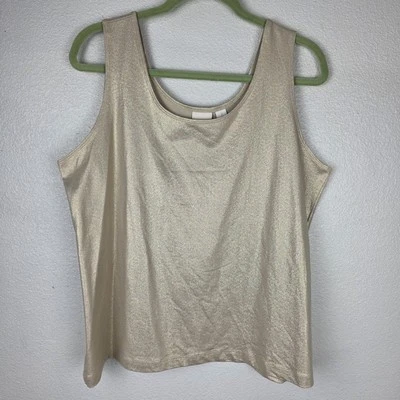 Blusa sin mangas Chico’s L metálica brillante champán glamour fiesta  Foto 1 de 4