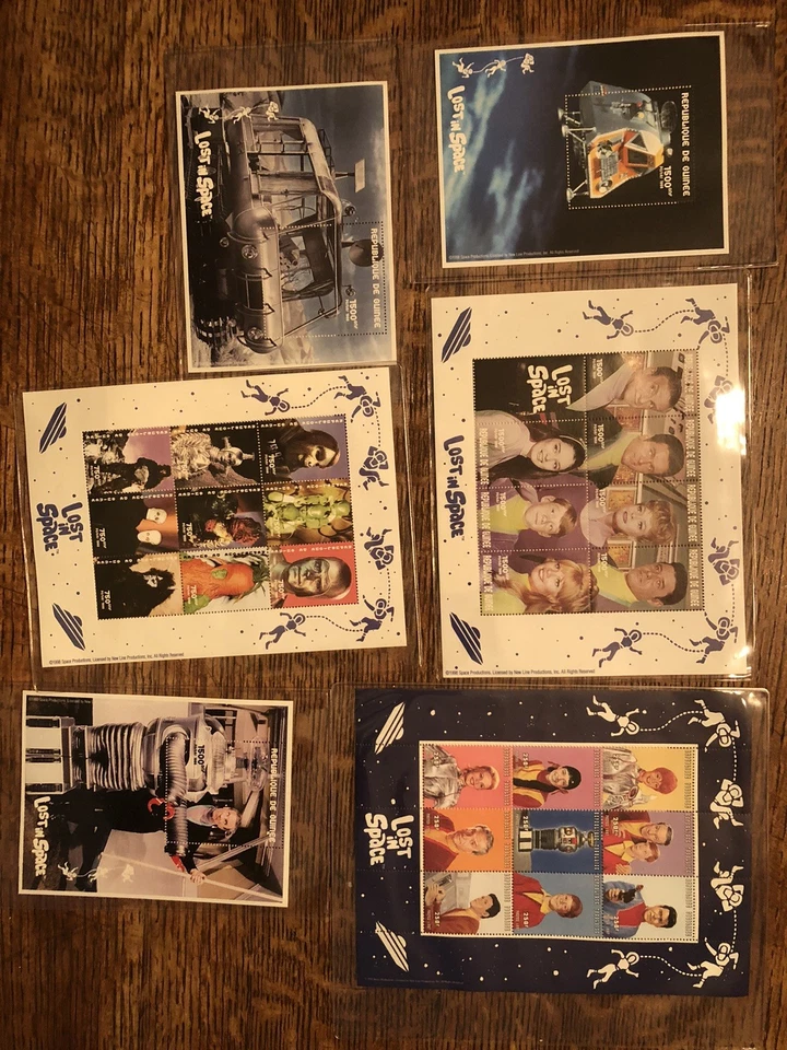Artista de TV perdido en el espacio recuerdo recuerdo hoja de sellos MNH como nuevo 6 hojas Foto 1 de 4