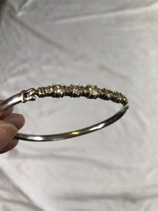 Stunning 925 Silver & CZ D Shaped Bangle Hallmarked CME Birmingham Classy! - Picture 1 of 19