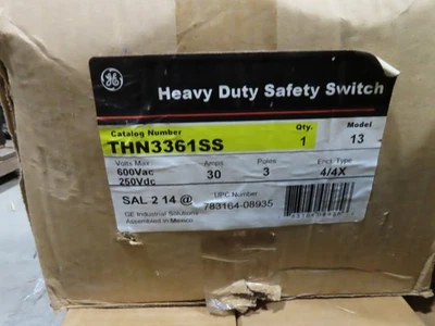 GE THN3361SS Desconexión 30 Amp 600 Voltios 3P3W Nema 4X Resistente Modelo 13 -NUEVO-B Foto 1 de 2