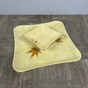 Vintage MCM Fiberglass Chip and Dip Set Rotating Swivel Kitchen 1970s Fall Theme - Picture 1 of 14