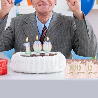 40 PIEZAS 100 Servilletas Cumpleaños Tema Oro Rosa 100 Años Decoración Cumpleaños... Foto 1 de 4