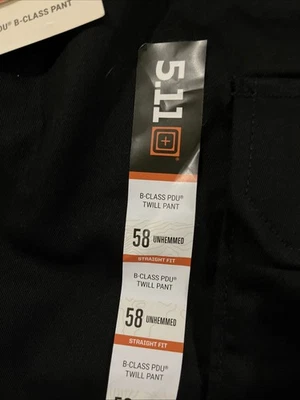 Pantalones tácticos 5.11 para hombre 58x32 (UL) negros PDU B-Class cintura cómoda - Nuevos Foto 1 de 4