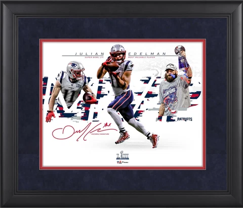 Julian Edelman Patriots Framed 11" x 14" Super Bowl LIII MVP Photo - Facsimile Cover