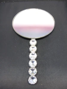 Silver Tone Hand Mirror with Crystal Handle - Imagen 1 de 6