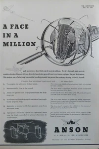 2/1951 PUB AVRO ANSON LOCUSTE CRIQUET AG AIRCRAFT INSECTICIDE ORIGINAL AD - Foto 1 di 1