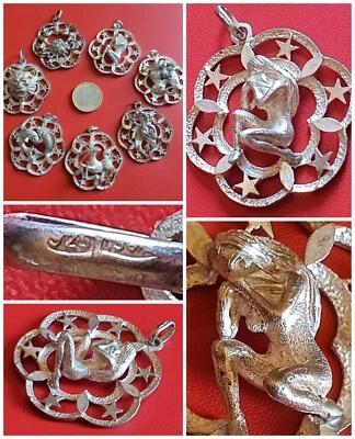 Pendente VERGINE ♍SEGNO ZODIACALE ciondolo OROSCOPO vintage 70 Italy ARGENTO 925 - Immagine 1 di 4