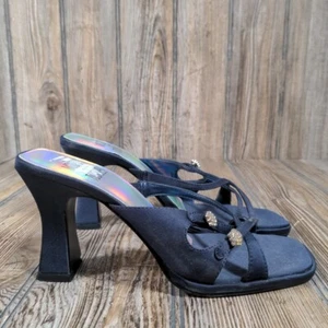 Mootsies Tootsies Womens Navy Blue Rhinestone Slip On Heels 6.5 Dressy - Picture 1 of 9