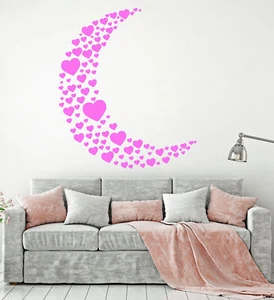  Vinyl Wall Decal Moon Heart Love Romance Girl Room Decor Stickers (1318ig) - Picture 1 of 3