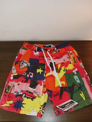 AKOO Hip-Hop Allover Print Men's Shorts 32 Bright, Button & Drawings, Pockets #2 - Image 1 of 4