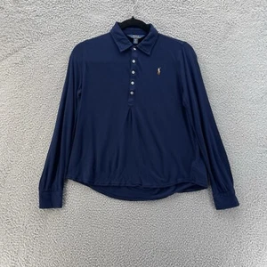 Polo Ralph Lauren Henley Top Girls Extra Large 16 Navy Blue Pony School Basic - Picture 1 of 11