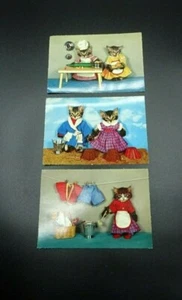 3 Vintage Krüger anthropomorphe Tabby Katzen / verkleidete Katzen / Postkarten - Bild 1 von 9