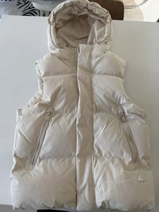New. Zara Hoodie Puffer Vest. Beige Small. - Picture 1 of 8