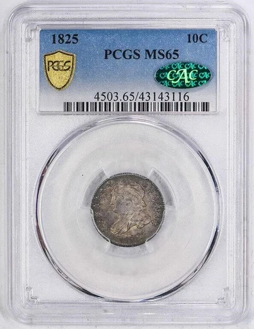 1825 10C Capped Bust Dime PCGS MS65 (CAC) Cover