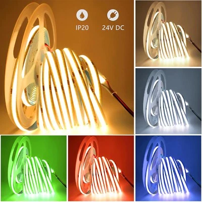 Striscia COB lineare 1600 LED 50W 24V luce continua dimmerabile colorata interni - Immagine 1 di 4