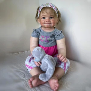 Muñeca bebé renacida de 28"" pintada niña enraizada a mano pelo corto hecho a mano regalo - Imagen 1 de 4