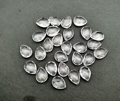 Lote de 9 piezas de piedras preciosas de cuarzo de cristal de roca natural corte pera 15x20 mm 100 CT Foto 1 de 3