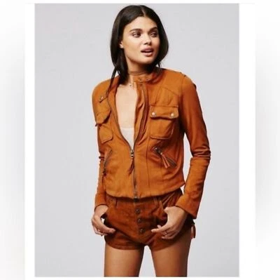 Free People Mia Faux Suede Moto Biker Jacket - Image 1 of 4