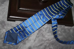 CHARLES TYRWHITT Blue w/ Gold Stripes Silk Tie - Picture 1 of 8