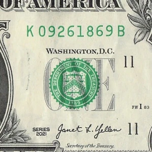 SEP 26 1869 Birthday Date Note Fancy Serial Number One Dollar Bill 09 26 1869 - Picture 1 of 11