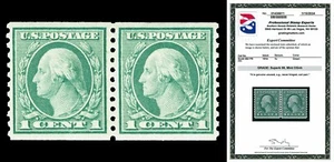Scott 452 1915 1c Washington Coil Pair Mint Graded Superb 98 NH with PSE CERT - Picture 1 of 1