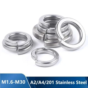 Spring Washers A2/A4/201 Stainless Steel Lock Rectangular Coil Wash M1.6 - M30 - Picture 1 of 9