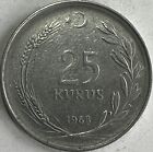1968 Turkey ???? 25 Kurus Coin S1